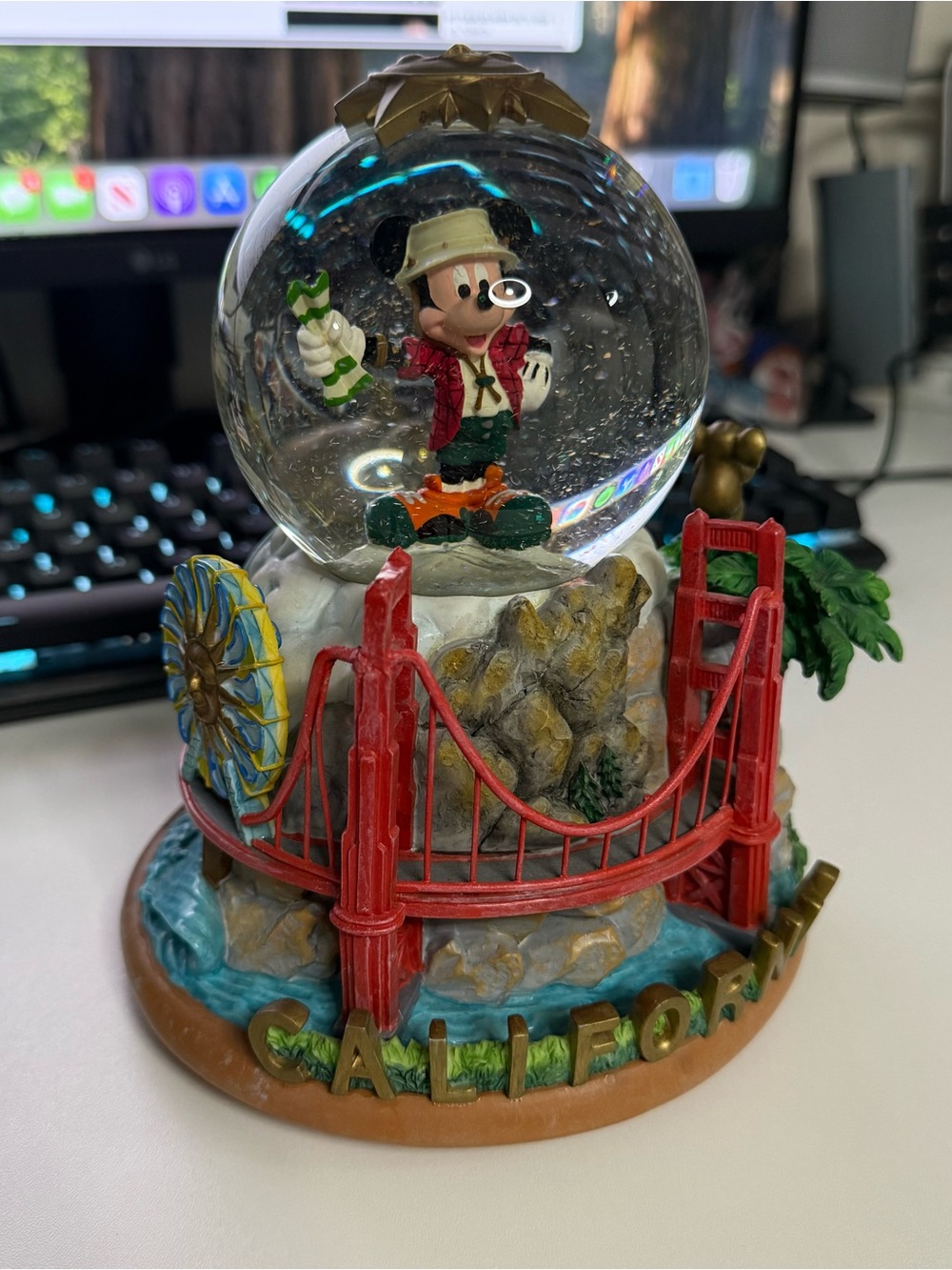 Disney California Adventure Exclusive Musical Snowglobe Mickey Explorer RARE - Picture 1 of 6